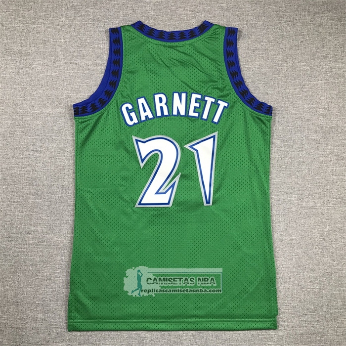 Camiseta Nino Minnesota Timberwolves Kevin Garnett NO 21 Hardwood Classics Throwback 1997-98 Verde